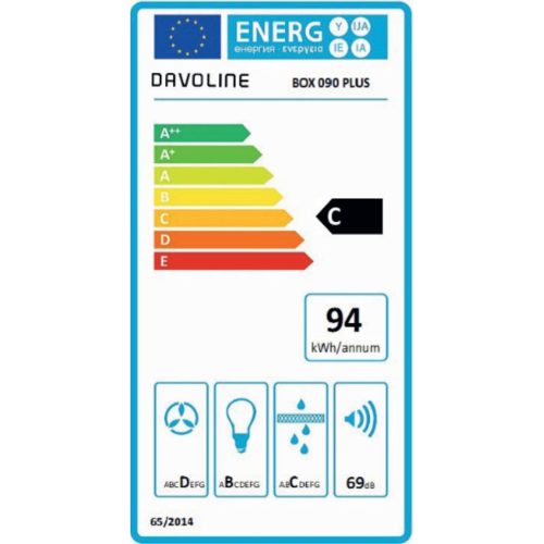 DAVOLINE Box Plus 90 inox Fali páraelszívó LED világítás 1 db motor,800 m3/h,51-70 dB,90 cm széles,C