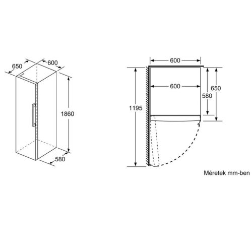 Bosch KSV33VWEP Egyajtós hűtőszekrény E,324L,Nofrost nélkül,39 dB,Szél: 60 cm,Mag: 176 cm,Mély: 65 cm