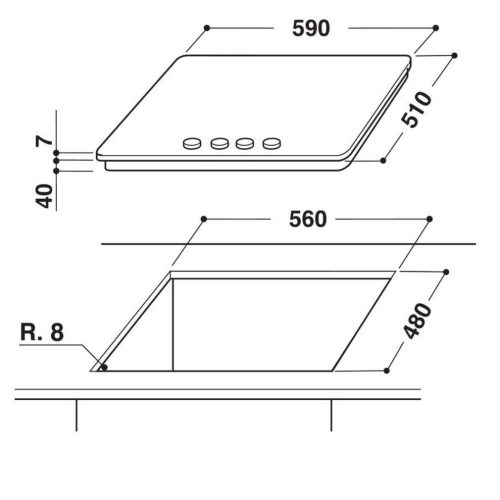 Whirlpool GMWL 628/IXL EE Beépíthető Gáz főzőlap