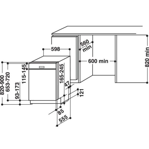 Whirlpool WBO 3O33 PL X Beépíthető mosogatógép, 14 teríték,9.5 L,11 prog.,43 dB,D,Felső evőeszk.,60 cm,Digit.kijelző,Autom.ajtónyit.
