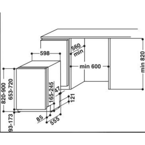 Whirlpool WIC 3C26 F Beépíthető mosogatógép, 14 teríték,9.5 L,8 prog.,43 dB,E,Felső evőeszk.,60 cm,Autom.ajtónyit.