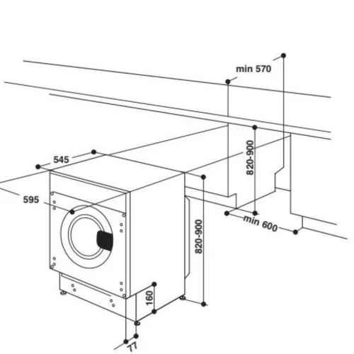Whirlpool BI WMWG 71483E EU N Beépíthető Elöltöltős mosógép D,7 kg,Normál mélység,1400 ford/perc,72 dB,Inverter motorral,Gőzfunkció nélkül