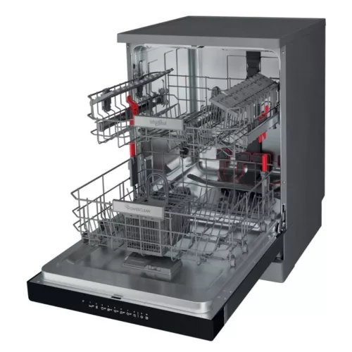 Whirlpool WFO 3O32 N P X Szabadonálló mosogatógép 14 teríték,9.5 L,10 prog.,42 db,D,Alsó evőeszk.kosár,60 cm,Digit.Kijelző, Autom.ajtónyit.