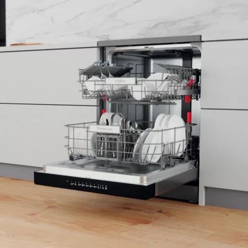 Whirlpool WFO 3O32 N P X Szabadonálló mosogatógép 14 teríték,9.5 L,10 prog.,42 db,D,Alsó evőeszk.kosár,60 cm,Digit.Kijelző, Autom.ajtónyit.