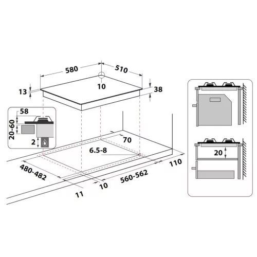 Whirlpool TGML 651 IX Beépíthető Gáz főzőlap