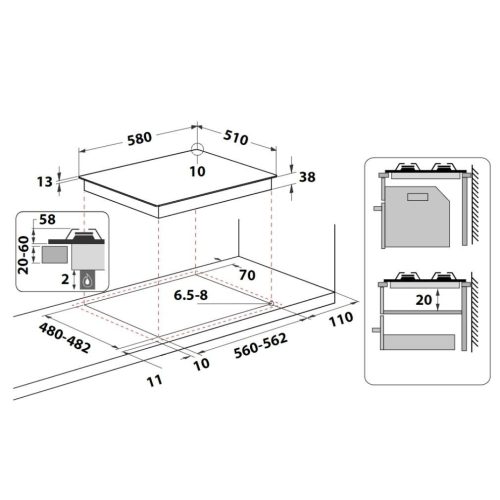 Whirlpool TKRL 660 IX Beépíthető Gáz főzőlap