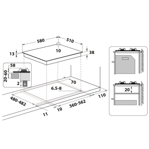 Whirlpool TKRL 661 NB Beépíthető Gáz főzőlap