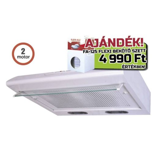 Davoline Olympia 260 LUX WH Standard páraelszívó LED világítás  2 db motor, 600 m3/h,  53-71 dB zajszint,  60 cm széles,  D Energiaosztály