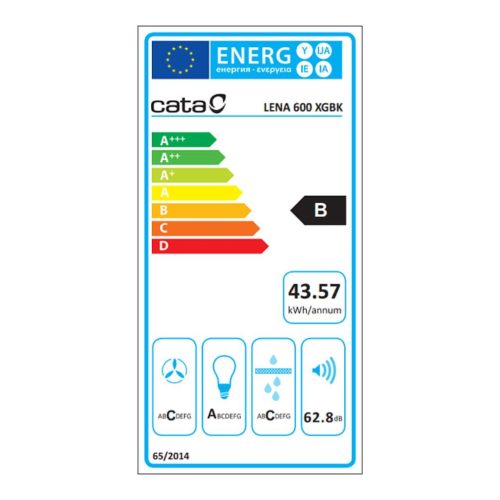 Cata LENA 600 XGBK Fali páraelszívó LED világítás 1 db motor,620 m3/h,62 dB,60 cm széles,B