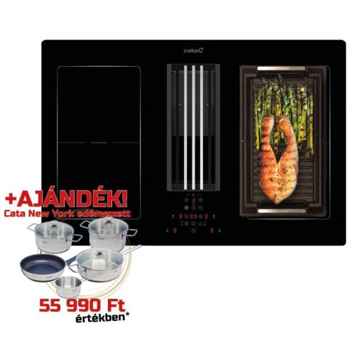 Cata IAS-770 Beépíthető Indukciós főzőlap beépített páraelszívóval Keret nélküli,7400 W,Érintőszenzoros,Gyerekzár,