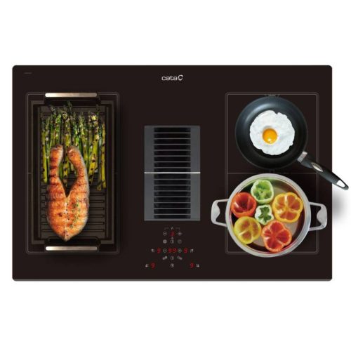 Cata AS-750 2 Beépíthető Indukciós főzőlap beépített páraelszívóval Keret nélküli,7470 W,Érintőszenzoros,Gyerekzár,
