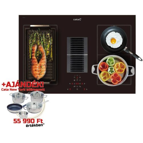 Cata AS-750 2 Beépíthető Indukciós főzőlap beépített páraelszívóval Keret nélküli,7470 W,Érintőszenzoros,Gyerekzár,