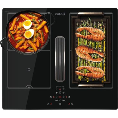 Cata AS-600 Beépíthető Indukciós főzőlap beépített páraelszívóval Keret nélküli,7530 W,Érintőszenzoros,Gyerekzár,