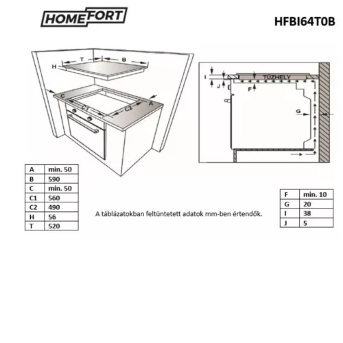 HOMEFORT HFBI64T0B Beépíthető Indukciós főzőlap Keret nélküli,7400 W,Érintőszenzoros,Gyerekzár,