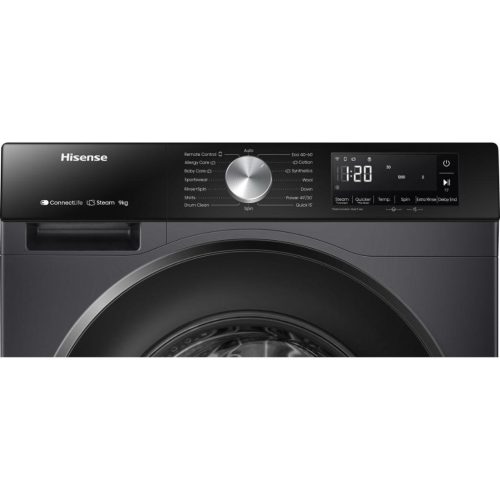 Hisense WF3S9043BB3 Elöltöltős mosógép A,9 kg,Normál mélység,1400 ford/perc,72 dB,Inverter motorral,Gőzfunkció nélkül