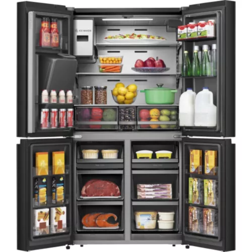 Hisense RQ760N4IFE 4 ajtós hűtőszekrény fagyasztóval E,345L/232L,Nofrost,39 dB,Szél: 91.5 cm,Mag: 178.5 cm,Mély: 72.5 cm
