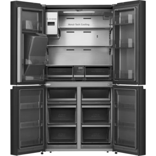 Hisense RQ760N4IFE 4 ajtós hűtőszekrény fagyasztóval E,345L/232L,Nofrost,39 dB,Szél: 91.5 cm,Mag: 178.5 cm,Mély: 72.5 cm