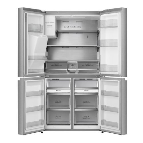 Hisense RQ760N4SASE 4 ajtós hűtőszekrény fagyasztóval E,352L/232L,Nofrost,37 dB,Szél: 91.4 cm,Mag: 178.5 cm,Mély: 72.5 cm