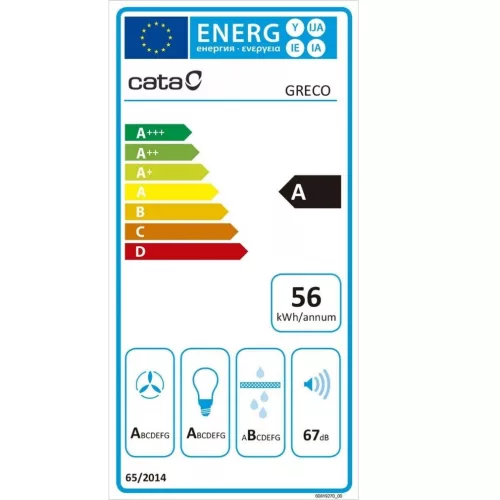 Cata GRECO 80 WH Can Roca Fali páraelszívó LED világítás 1 db motor,1200 m3/h,50-67 dB,80 cm széles,A