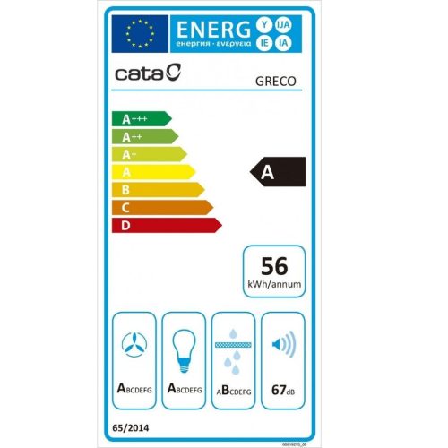 Cata GRECO 90 WH Can Roca Fali páraelszívó LED világítás 1 db motor,1200 m3/h,50-67 dB,90 cm széles,A