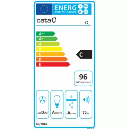 Cata Q-7760 BK/L fekete LED Fali páraelszívó LED világítás 1 db motor,1115 m3/h,58-72 dB,60 cm széles,C