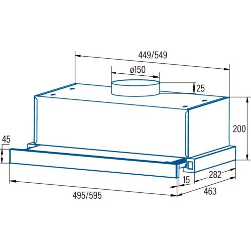 Cata TFB-5160 WH Beépíthető Kihúzható páraelszívó LED világítás 1 db motor,600 m3/h,60 cm széles,C,
