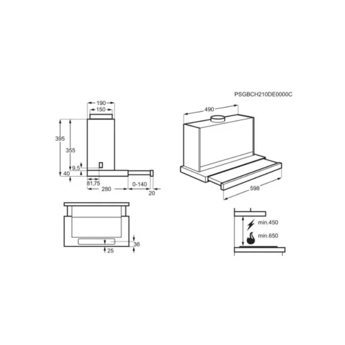 Electrolux LFP616K Aláépíthető páraelszívó LED világítás 1 db motor,600 m3/h,46-68 dB,59.8 cm széles,A