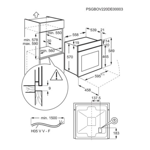 Electrolux EOF3H00BX Beépíthető Sütő,65 L,Teleszkópos sütősín nélkül,Gőztisztítás