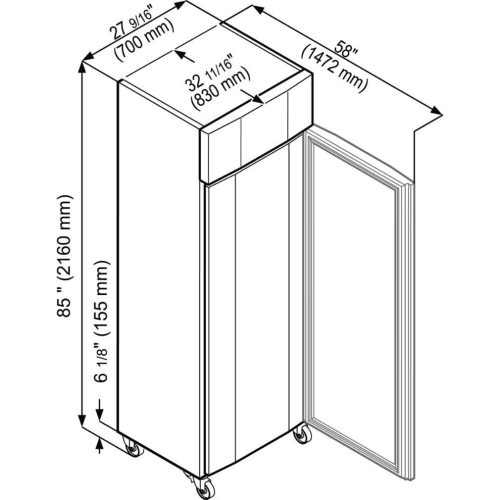 Liebherr GKPv 6570 525 egyajtós ipari hűtőszekrény külső aggregátorral