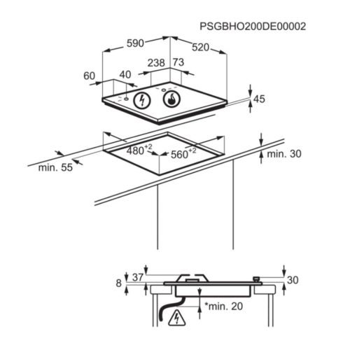 Electrolux KGG64262K Beépíthető Gáz főzőlap