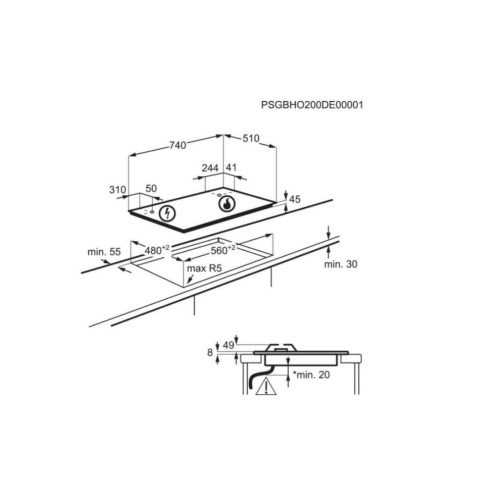 Electrolux KGG75362K Beépíthető Gáz főzőlap