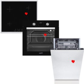   HOMEFORT HSB64DGB Beépíthető Sütő + HOMEFORT HFBI64T2B Beépíthető Indukciós főzőlap + HOMEFORT HMGB0421B Beépíthető mosogatógép