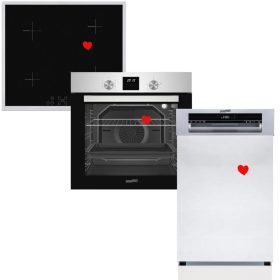   HOMEFORT HSB64DGX Beépíthető Sütő + HOMEFORT HFBI64T2B Beépíthető Indukciós főzőlap + HOMEFORT HMGF0421DS Beépíthető mosogatógép