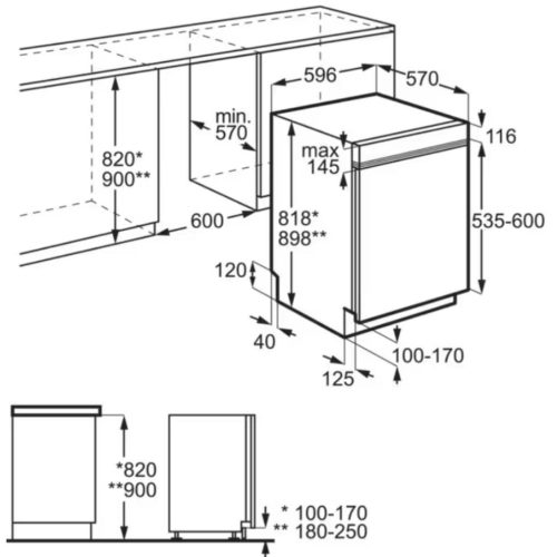 Electrolux EES47310IX Beépíthető mosogatógép, 14 teríték,9.9 L,8 prog.,44 dB,D,Alsó evőeszk.,60 cm,Digit.kijelző,Autom.ajtónyit.