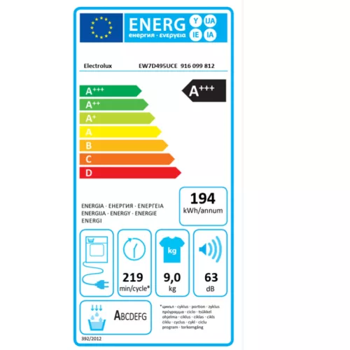 Electrolux EW7D495UCE Hőszivattyús szárítógép A+++,9 kg,63 dB,Inverter motorral