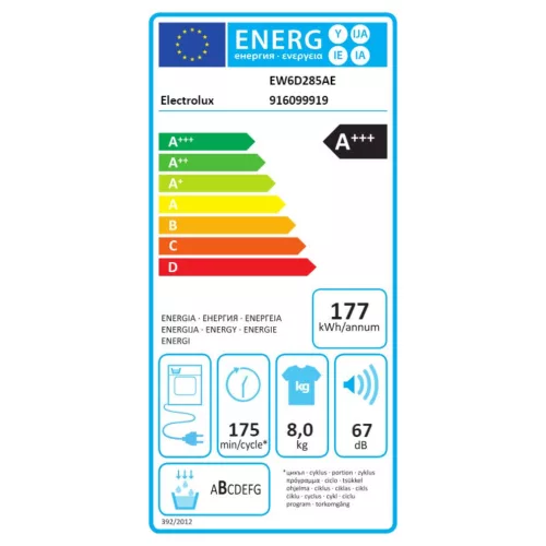 Electrolux EW6D285AE Hőszivattyús szárítógép A+++,8 kg,67 dB,Inverter motorral