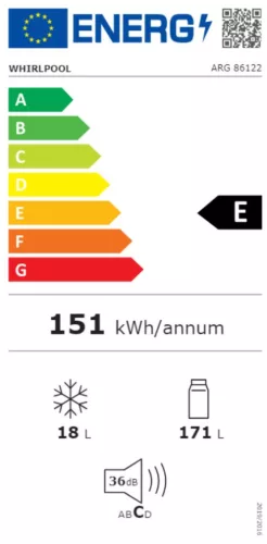 Whirlpool WHC20 T593 Beépíthető Alulfagyasztós hűtőszekrény, D,212L/68L,Nofrost,32 dB,Szél: 54 cm,Mag: 193.5 cm,Mély: 55 cm