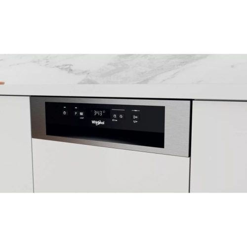 Whirlpool WSBC 3M27 X Beépíthető mosogatógép, 10 teríték,9 L,6 prog.,47 dB,E,Alsó kosár,45 cm,Digit.kijelző,Automatikus ajtó