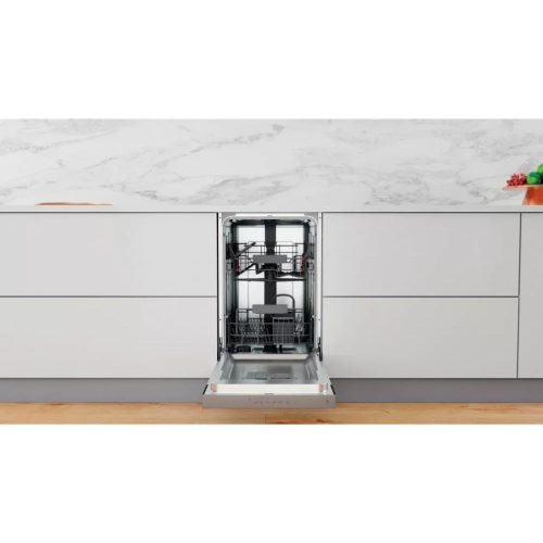 Whirlpool WSBC 3M27 X Beépíthető mosogatógép, 10 teríték,9 L,6 prog.,47 dB,E,Alsó kosár,45 cm,Digit.kijelző,Automatikus ajtó