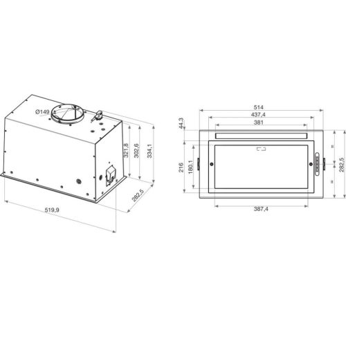 Whirlpool WCT3 63F LTX Aláépíthető páraelszívó Aláépíthető páraelszívó LED világítás 1 db motor,630 m3/h,49-65 dB,51.4 cm széles,B