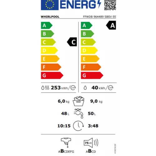 Whirlpool FFWDB 964489 SBSV EE Elöltöltős mosó-szárítógép