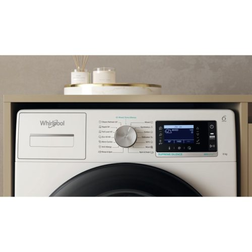 Whirlpool W6 98 SILENCE EE Elöltöltős mosógép A Energiaosztály, 9 kg, Normál mélység, 1400 fordulat/perc, Centrifugálási zajszint: 72 dB, Inverter motor nélkül ,  Gőzfunkció 
