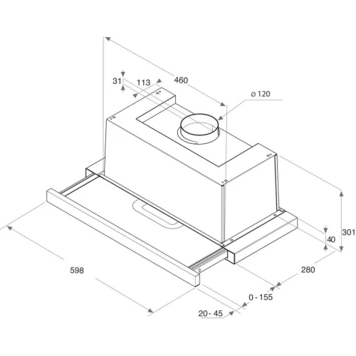Whirlpool WAHTT 64 LM K Beépíthető Kihúzható páraelszívó LED világítás 1 db motor,581 m3/h,44-67 dB,59.9 cm széles,C