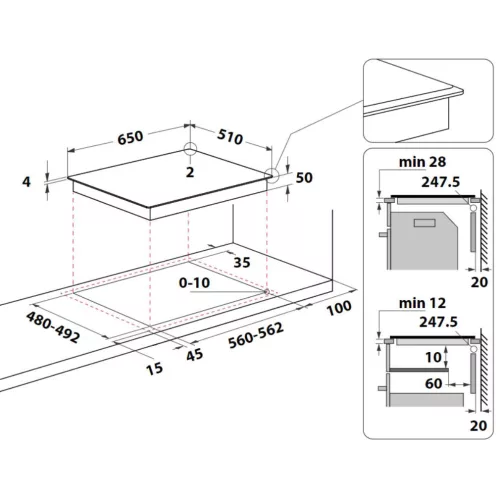 Whirlpool WF S4665 CPBF Beépíthető Indukciós főzőlap Keret nélküli,7200 W,Érintőszenzoros,Gyerekzár,