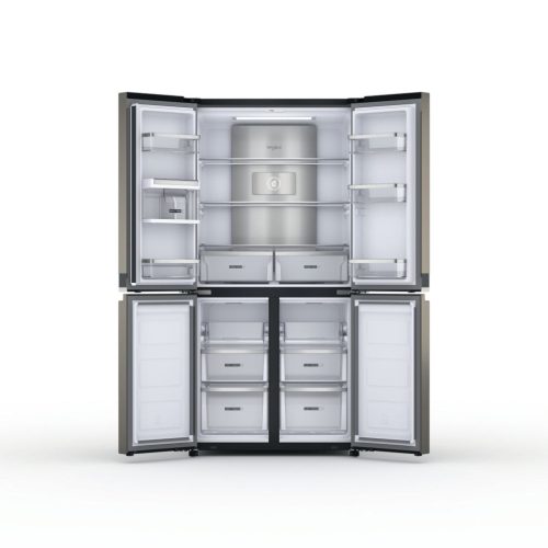Whirlpool WQ9 U2BL EF 4 ajtós hűtőszekrény fagyasztóval E Energiaosztály, Hűtő: 388L, Fagyasztó: 206L, Nofrost, Zajszint: 36 dB, Szél: 90.9 cm, Mag: 187.4 cm, Mély: 69.8 cm, Digitális kijelzővel