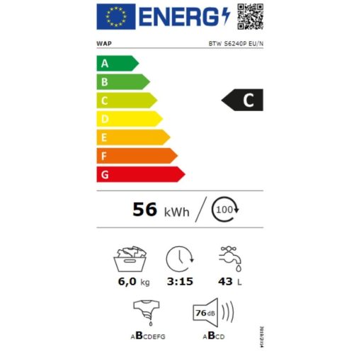 Indesit BTW S6240P EU/N Felültöltős mosógép C,6 kg,1200 ford/perc,76 dB,Inverter motor nélkül,Gőzfunkció nélkül