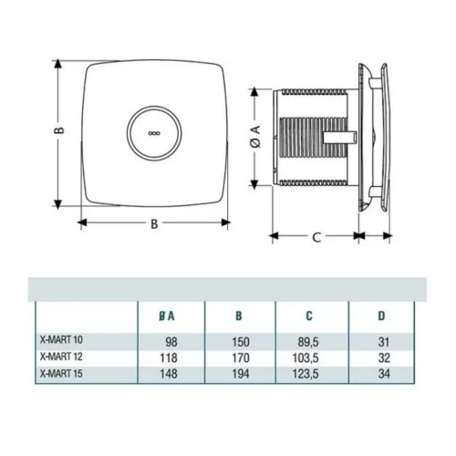 Cata X-MART 10 INOX H Szellőztető ventilátor