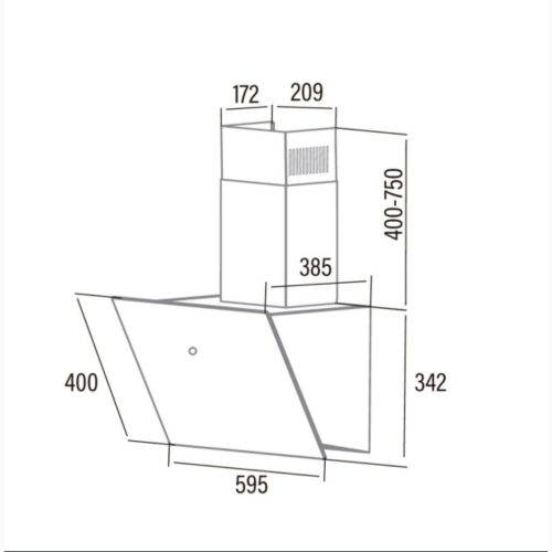 Cata Lena 600 XGWH fehér Fali páraelszívó LED világítás 1 db motor,620 m3/h,45-64 dB,59.5 cm széles,B