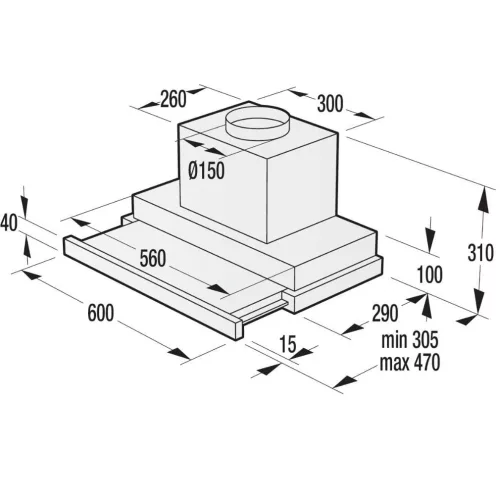 Gorenje BHP623E13X Beépíthető Kihúzható páraelszívó LED világítás 1 db motor,639 m3/h,54-68 dB,60 cm széles,C