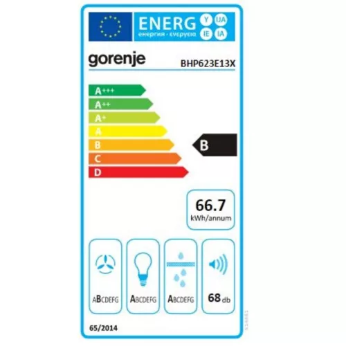 Gorenje BHP623E13X Beépíthető Kihúzható páraelszívó LED világítás 1 db motor,639 m3/h,54-68 dB,60 cm széles,C